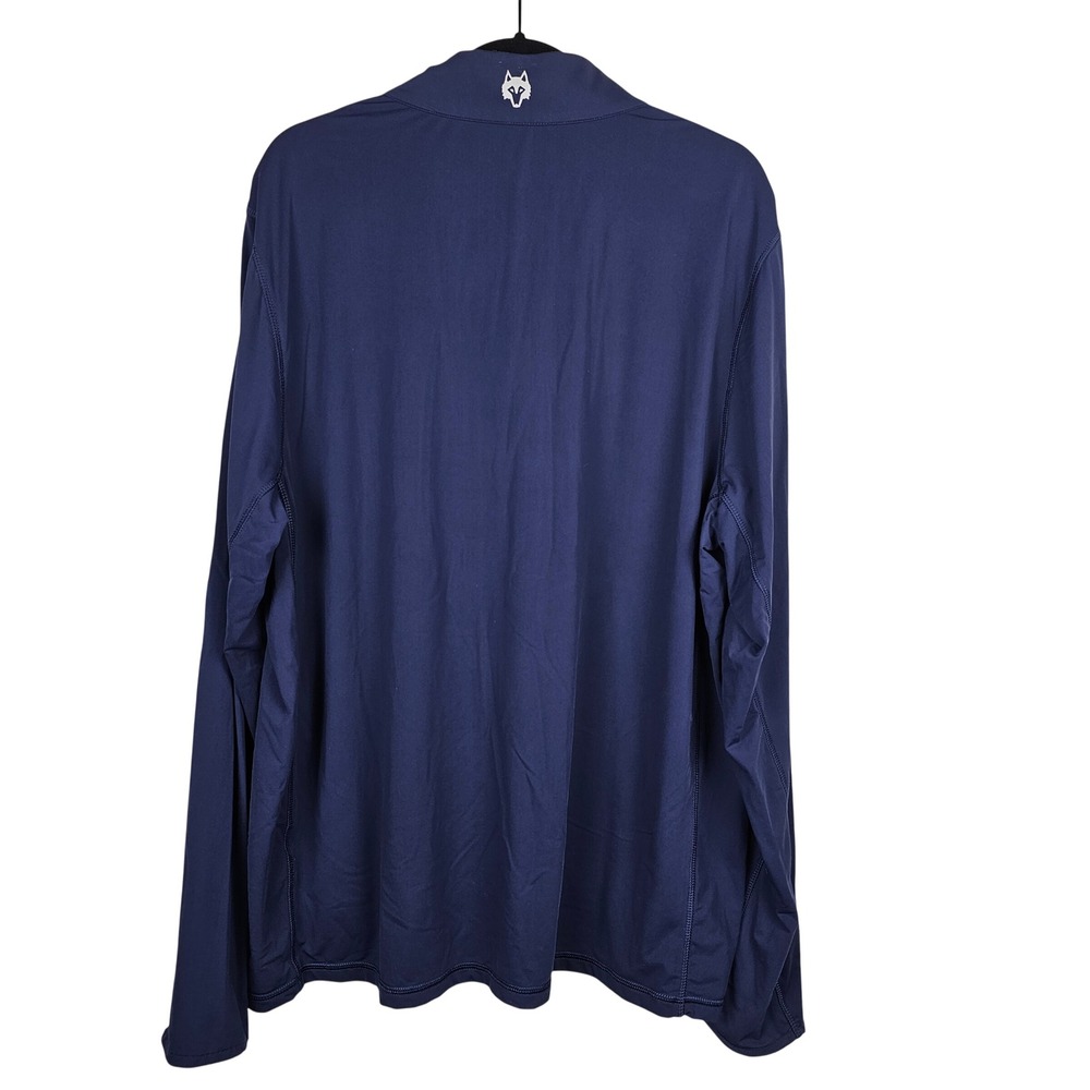 Greyson Clothiers Men's XXL Navy Blue Quarter Zip Golf Pullover Wolf Logo Camo - Picture 6 of 7